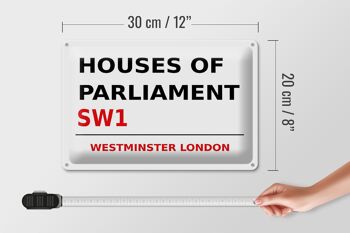 Plaque en tôle Londres 30x20cm Houses of Parliament SW1 4