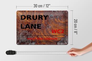Panneau en tôle Londres 30x20cm extrémité ouest Drury Lane WC2 Rouille 4