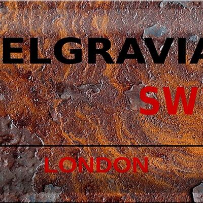 Targa in metallo London 30x20 cm Street Belgravia SW1 Ruggine
