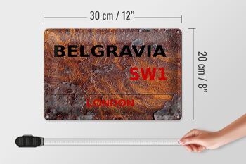 Plaque en tôle Londres 30x20cm Street Belgravia SW1 Rouille 4