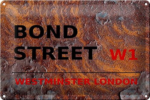 Blechschild London 30x20cm Bond Street W1 Rost