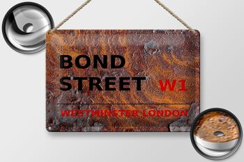 Plaque en tôle Londres 30x20cm Bond Street W1 Rouille 2