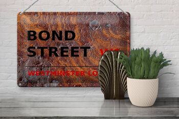 Plaque en tôle Londres 30x20cm Bond Street W1 Rouille 3