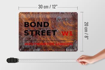 Plaque en tôle Londres 30x20cm Bond Street W1 Rouille 4