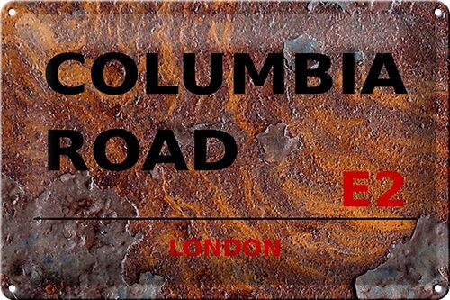 Blechschild London 30x20cm Columbia Road E2 Rost