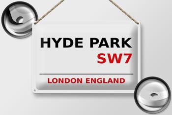 Plaque en tôle Londres 30x20cm Angleterre Hyde Park SW7 2