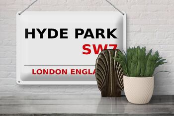 Plaque en tôle Londres 30x20cm Angleterre Hyde Park SW7 3