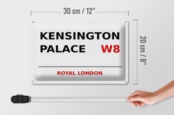 Plaque en tôle Londres 30x20cm Royal Kensington Palace W8 4