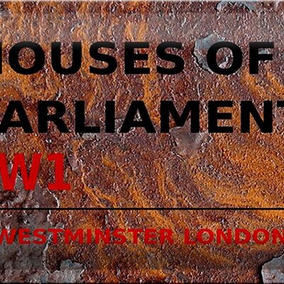 Targa in metallo Londra 30x20 cm Houses of Parliament SW1 Ruggine