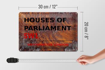 Panneau en étain Londres 30x20cm Houses of Parliament SW1 Rouille 4