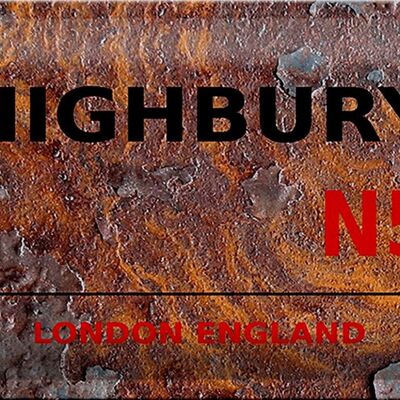 Metal sign London 30x20cm England Highbury N5 rust