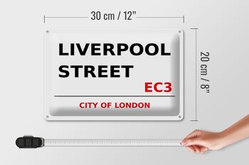 Plaque en tôle Londres 30x20cm City Liverpool Street EC3 4