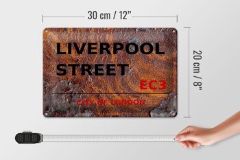 Plaque en tôle Londres 30x20cm City Liverpool Street EC3 Rouille 4
