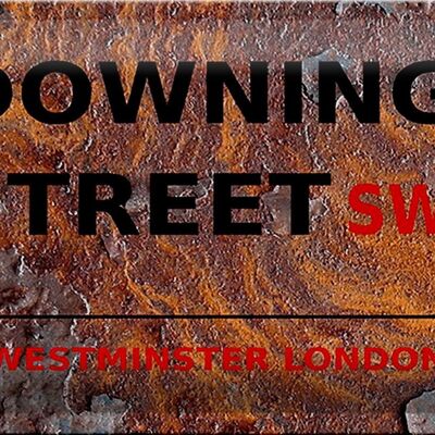 Cartel de chapa Londres 30x20cm Westminster Downing Street SW1 Óxido