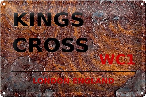 Blechschild London 30x20cm England Kings Cross WC1 Rost