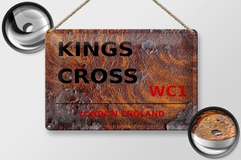 Signe en étain Londres 30x20cm Angleterre Kings Cross WC1 Rouille 2