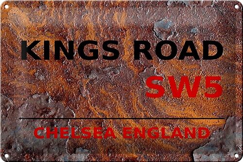 Blechschild London 30x20cm England Chelsea Kings Road SW5 rost