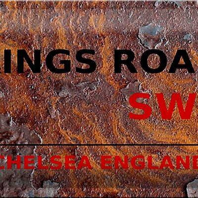 Cartel de chapa Londres 30x20cm Inglaterra Chelsea Kings Road SW5 óxido