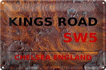 Panneau en tôle Londres 30x20cm Angleterre Chelsea Kings Road SW5 rouille 1