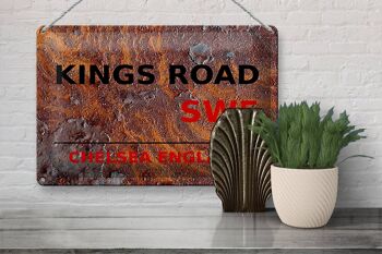 Panneau en tôle Londres 30x20cm Angleterre Chelsea Kings Road SW5 rouille 3