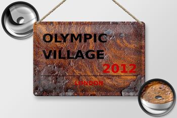 Plaque en tôle Londres 30x20cm Village Olympique 2012 rouille 2