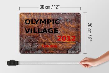 Plaque en tôle Londres 30x20cm Village Olympique 2012 rouille 4