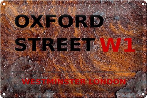 Blechschild London 30x20cm Westminster Oxford Street W1 rost