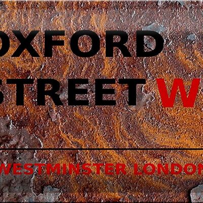 Blechschild London 30x20cm Westminster Oxford Street W1 rost