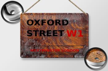 Plaque en tôle Londres 30x20cm Westminster Oxford Street W1 rouille 2