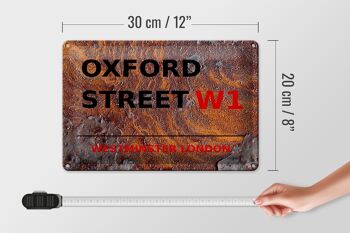 Plaque en tôle Londres 30x20cm Westminster Oxford Street W1 rouille 4