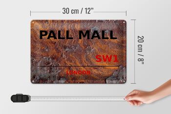 Plaque en tôle Londres 30x20cm Pall Mall SW1 Rouille 4