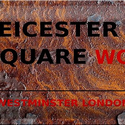 Cartel de chapa Londres 30x20cm Westminster Leicester Square WC2 óxido