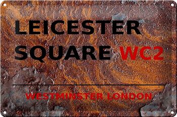 Plaque en tôle Londres 30x20cm Westminster Leicester Square WC2 rouille 1