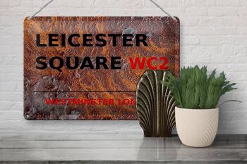 Plaque en tôle Londres 30x20cm Westminster Leicester Square WC2 rouille 3
