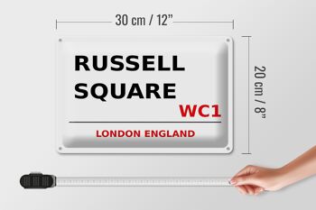 Panneau en étain Londres 30x20cm Angleterre Russell Square WC1 4