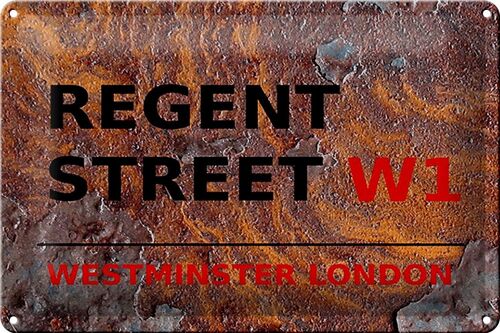 Blechschild London 30x20cm Westminster Regent Street W1 rost