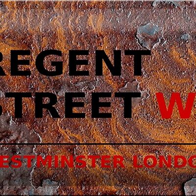 Blechschild London 30x20cm Westminster Regent Street W1 rost