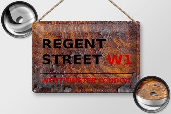 Plaque en tôle Londres 30x20cm Westminster Regent Street W1 rouille 2