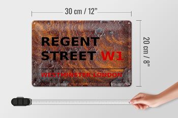 Plaque en tôle Londres 30x20cm Westminster Regent Street W1 rouille 4