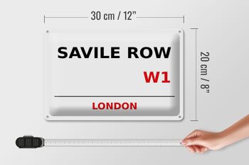 Plaque en tôle Londres 30x20cm Savile Row W1 4