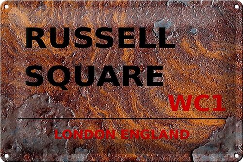 Blechschild London 30x20cm England Russell Square WC1 Rost