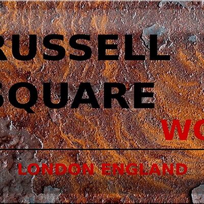 Plaque en tôle Londres 30x20cm Angleterre Russell Square WC1 Rouille
