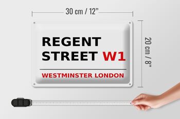 Plaque en tôle Londres 30x20cm Westminster Regent Street W1 4