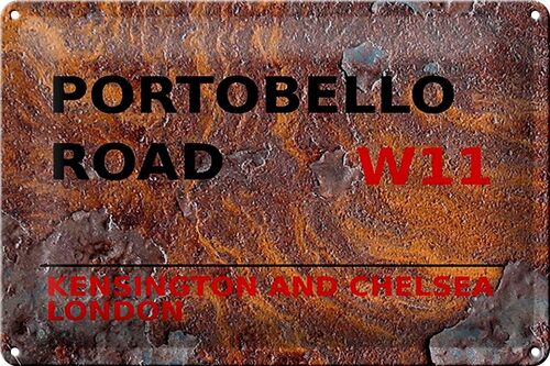 Blechschild London 30x20cm Portobello Road W11 Kensington rost