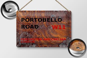 Plaque en tôle Londres 30x20cm Portobello Road W11 Kensington rouille 2