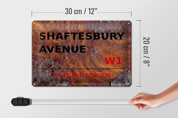 Plaque en tôle Londres 30x20cm West End Shaftesbury Avenue W1 rouille 4