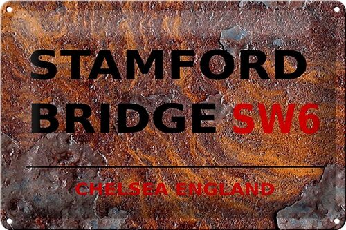 Blechschild London 30x20cm England Stamford Bridge SW6 Rost