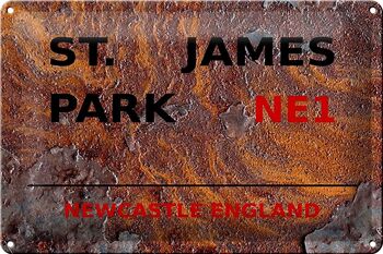 Plaque en tôle Angleterre 30x20cm Newcastle St. James Park NE1 rouille 1