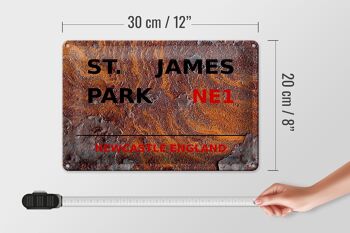 Plaque en tôle Angleterre 30x20cm Newcastle St. James Park NE1 rouille 4