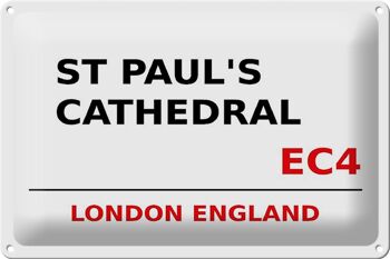 Plaque en tôle Londres 30x20cm Angleterre Cathédrale Saint-Paul EC4 1
